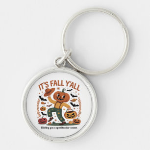 Funny Halloween Autumn Cute It’s Fall Y’all Pumpki Key Ring
