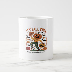 Funny Halloween Autumn Cute It’s Fall Y’all Pumpki Large Coffee Mug