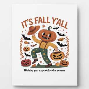 Funny Halloween Autumn Cute It’s Fall Y’all Pumpki Plaque