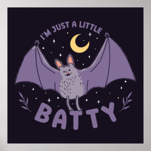 Funny Halloween Batty Bat Pun Poster