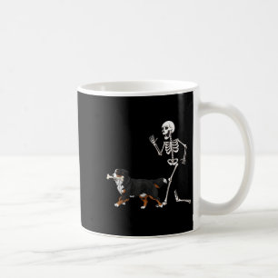 Funny Halloween Bernese Mountain Dog And Skeleton Coffee Mug