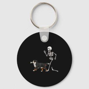 Funny Halloween Bernese Mountain Dog And Skeleton  Key Ring