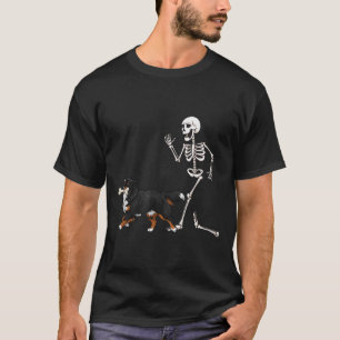 Funny Halloween Bernese Mountain Dog And Skeleton  T-Shirt