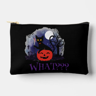 Funny Halloween Bewitched Black Cat What? Accessory Pouch