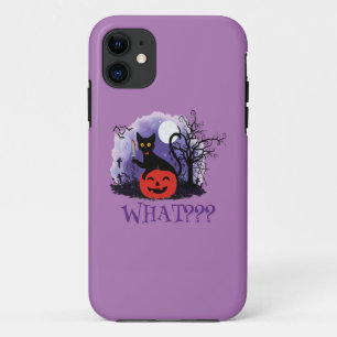 Funny Halloween Bewitched Black Cat What? iPhone 11 Case