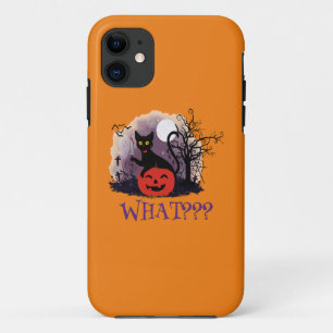 Funny Halloween Bewitched Black Cat What? iPhone 11 Case