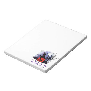 Funny Halloween Bewitched Black Cat What? Notepad