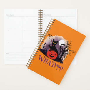 Funny Halloween Bewitched Black Cat What? Planner