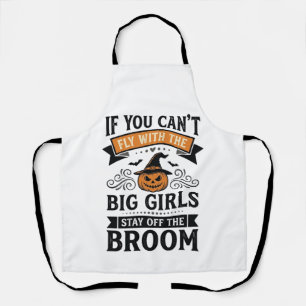 Funny Halloween Big Girls Broom Vintage Shirt Desi Apron