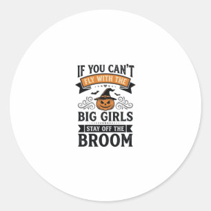 Funny Halloween Big Girls Broom Vintage Shirt Desi Classic Round Sticker