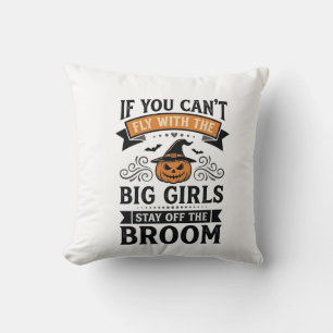 Funny Halloween Big Girls Broom Vintage Shirt Desi Cushion
