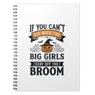 Funny Halloween Big Girls Broom Vintage Shirt Desi Notebook