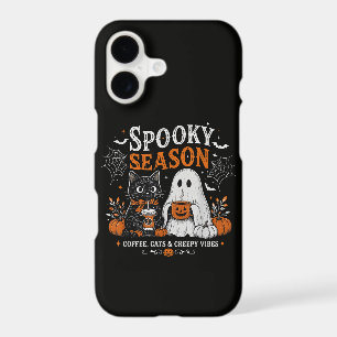 Funny Halloween Black Cat and Ghost Coffee Lover