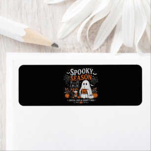 Funny Halloween Black Cat and Ghost Coffee Lover Return Address Label