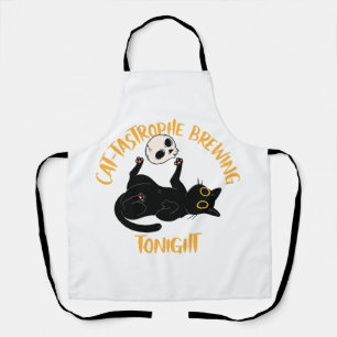 funny halloween black cat apron