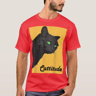 Funny Halloween Black Cat Cattitude Scary Black C T-Shirt