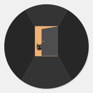 Funny Halloween Black Cat Classic Round Sticker