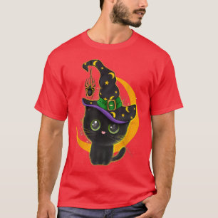 Funny Halloween Black Cat Costume Witch Moon Boys T-Shirt