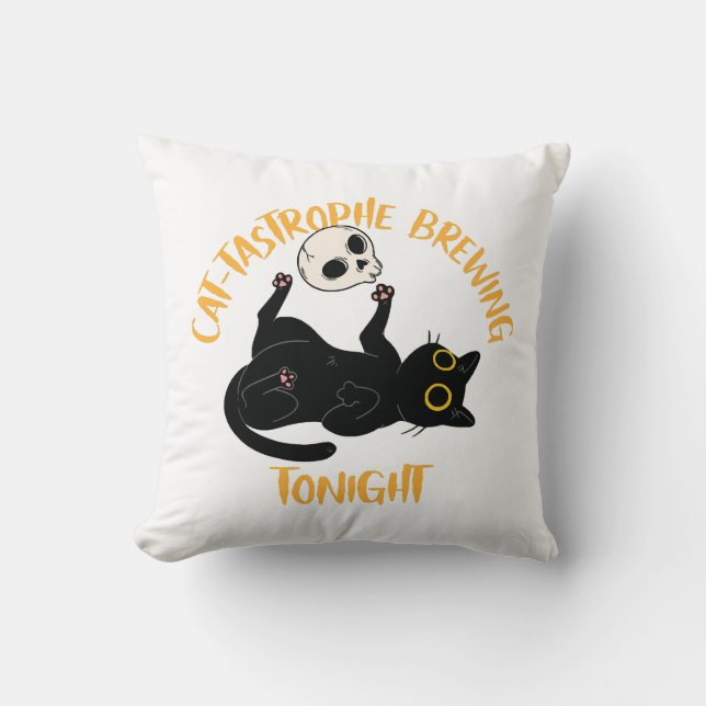 funny halloween black cat cushion (Front)