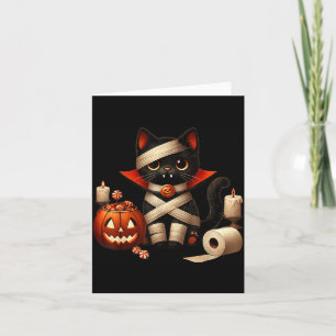 Funny Halloween Black Cat Dracula Costume Trick Or Card