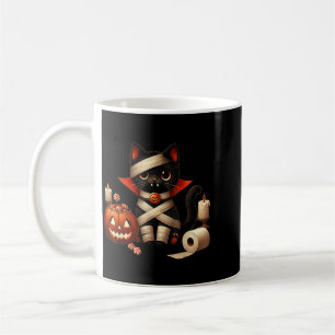 Funny Halloween Black Cat Dracula Costume Trick Or Coffee Mug