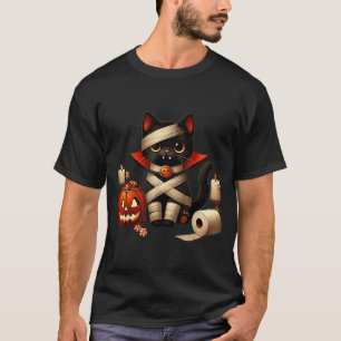 Funny Halloween Black Cat Dracula Costume Trick Or T-Shirt