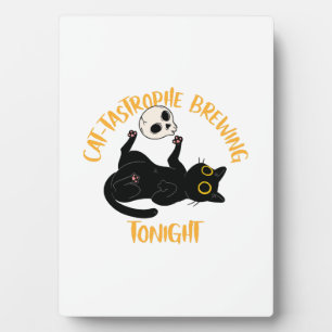 funny halloween black cat plaque