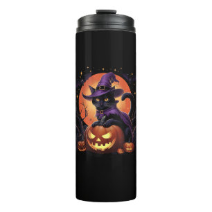 Funny Halloween Black Cat Pumpkin Costume Cat Love Thermal Tumbler