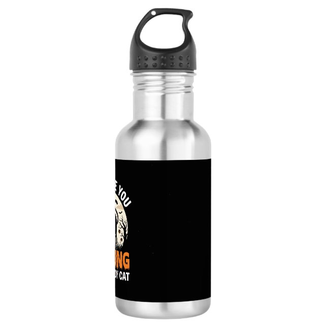 Funny Halloween Black Cat Scaredy Cat Vector Desig 532 Ml Water Bottle (Front)