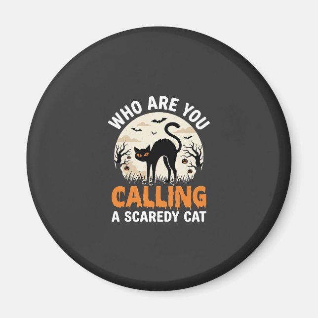 Funny Halloween Black Cat Scaredy Cat Vector Desig Magnet (Front)