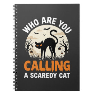 Funny Halloween Black Cat Scaredy Cat Vector Desig Notebook