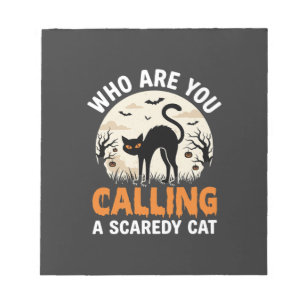 Funny Halloween Black Cat Scaredy Cat Vector Desig Notepad