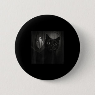 Funny Halloween Black Cat Selfie With Soky Ghost C 6 Cm Round Badge