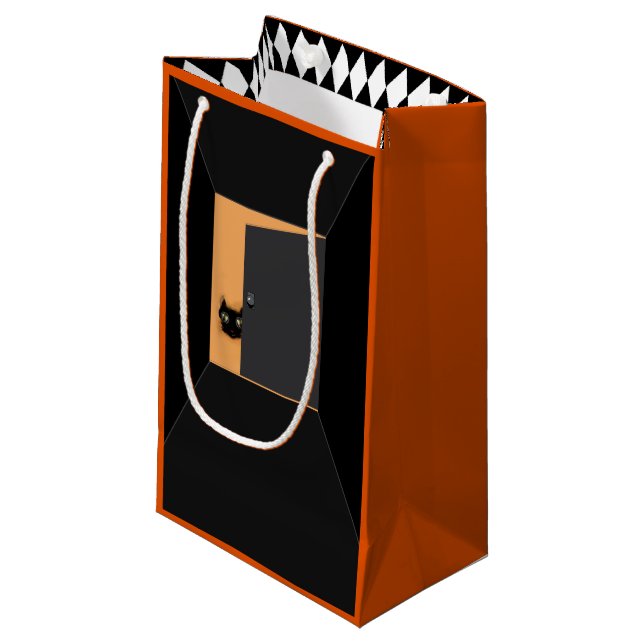Funny Halloween Black Cat Small Gift Bag (Front Angled)