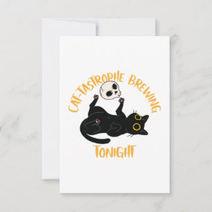 funny halloween black cat thank you card