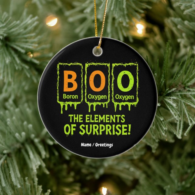 Funny Halloween Boo Elements Science Surprise Gift Ceramic Ornament (Tree)