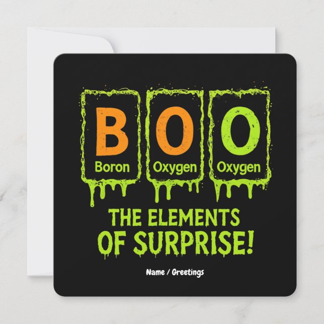 Funny Halloween Boo Elements Science Surprise Gift Invitation (Front)