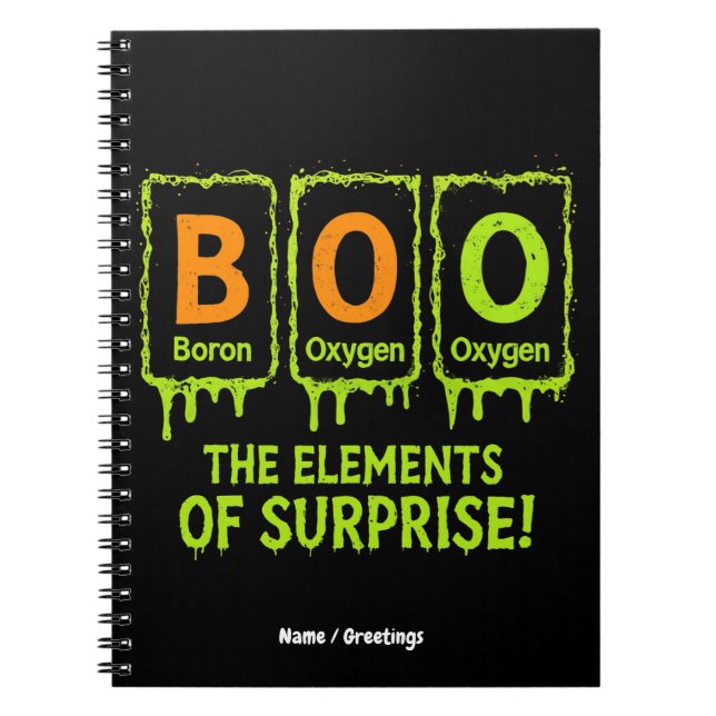 Funny Halloween Boo Elements Science Surprise Gift Notebook (Front)