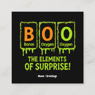 Funny Halloween Boo Elements Science Surprise Gift Square Business Card