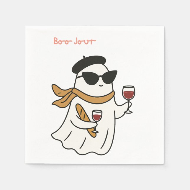 Funny Halloween Boo Jour Trick or Treat Napkin (Front)