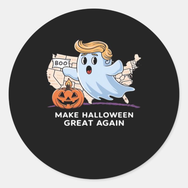 Funny Halloween Boo, Pumpkin Trumpkin, Make Hallow Classic Round Sticker (Front)