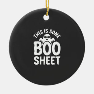 Funny Halloween Boo Sheet Ghost Design_1 Ceramic Ornament