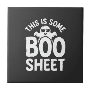 Funny Halloween Boo Sheet Ghost Design_1 Ceramic Tile