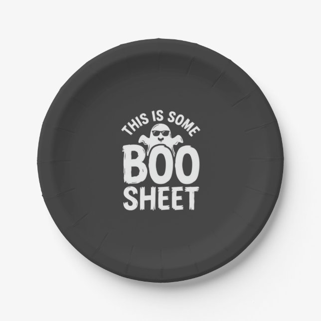 Funny Halloween Boo Sheet Ghost Design_1 Paper Plate (Front)