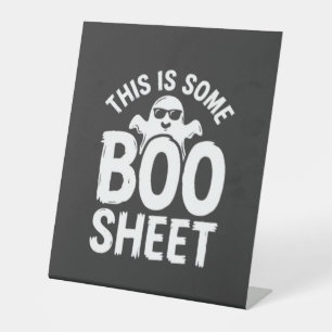 Funny Halloween Boo Sheet Ghost Design_1 Pedestal Sign