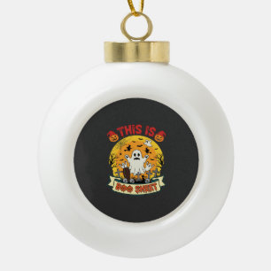 Funny Halloween Boo Sheet Ghost Graveyard Ceramic Ball Christmas Ornament