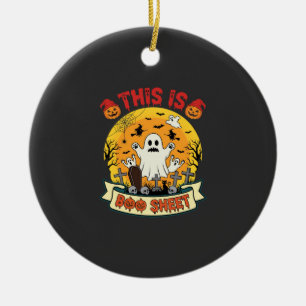 Funny Halloween Boo Sheet Ghost Graveyard Ceramic Ornament