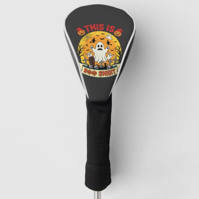 Funny Halloween Boo Sheet Ghost Graveyard Golf Head Cover (Front)