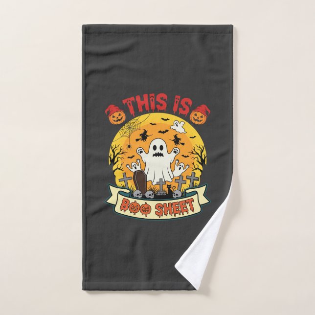 Funny Halloween Boo Sheet Ghost Graveyard Hand Towel (Hand Towel)
