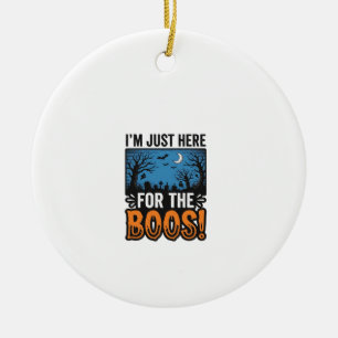 Funny Halloween Boos Vintage Ghost T-Shirt Design_ Ceramic Ornament